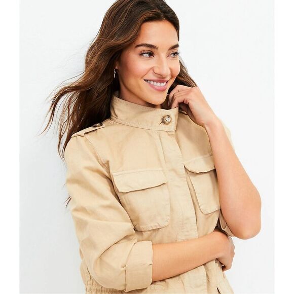 Loft Cotton Linen Blend Twill Utility Jacket Cream‎ SP - Picture 2 of 16